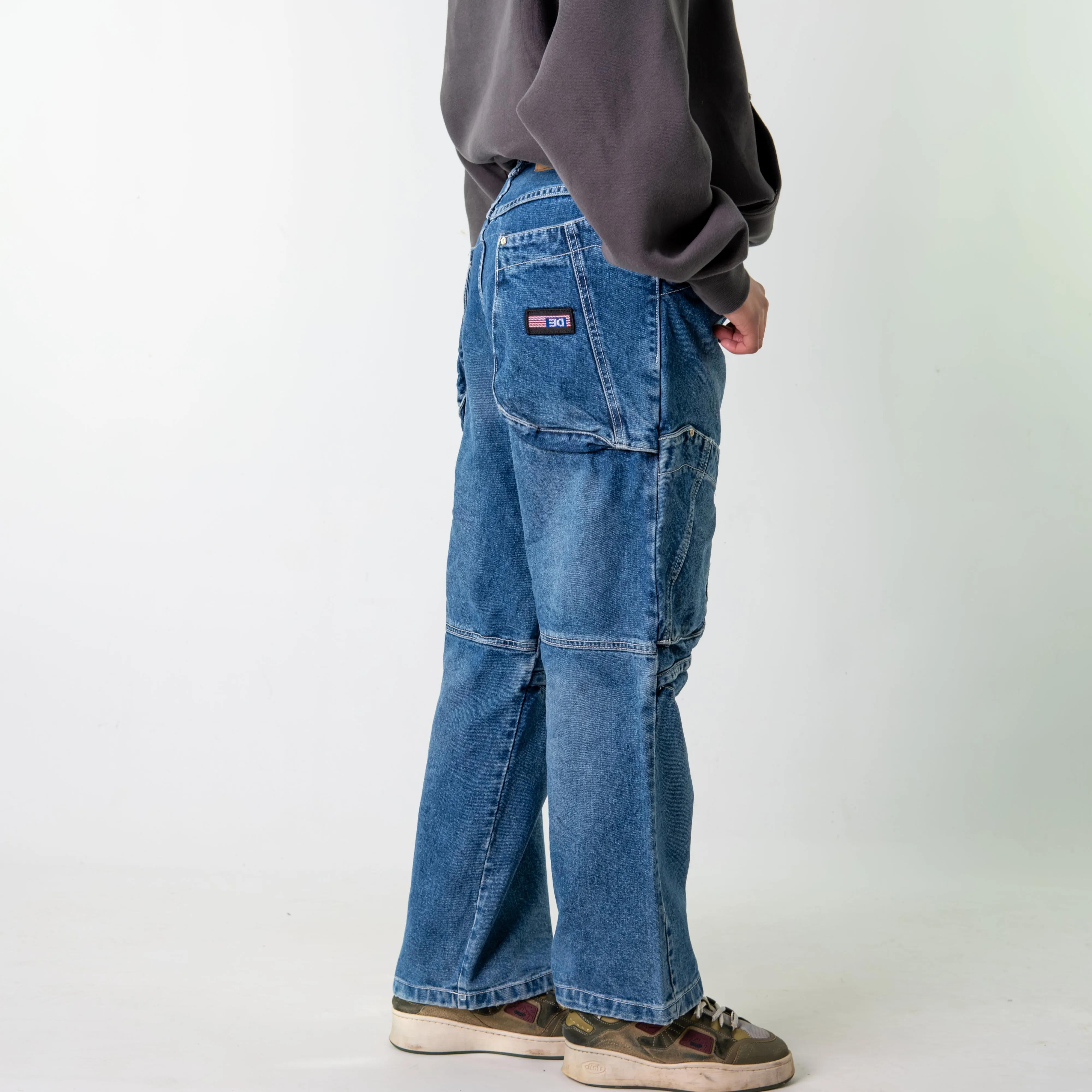 Blue Denim 90s Hip Hop Cargo Skater Trousers Pants Jeans (30x30)