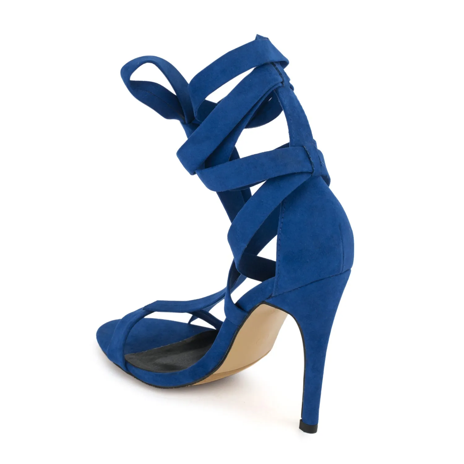 Blue Wrap Around Stiletto Sandals