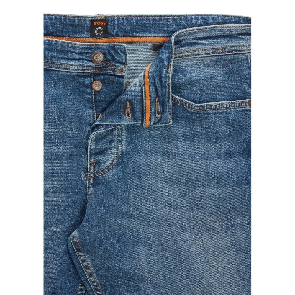 BOSS TAPERED-FIT JEANS IN BLUE COMFORT-STRETCH DENIM | Menswear Online