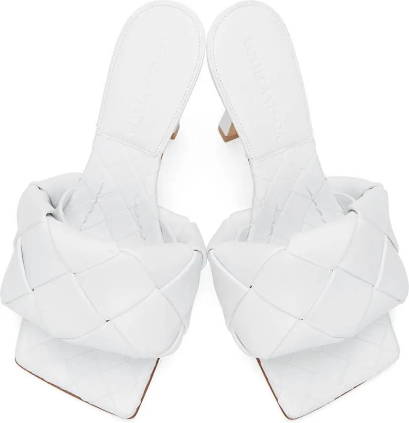 Bottega Veneta White Intrecciato Lido Heeled Sandals