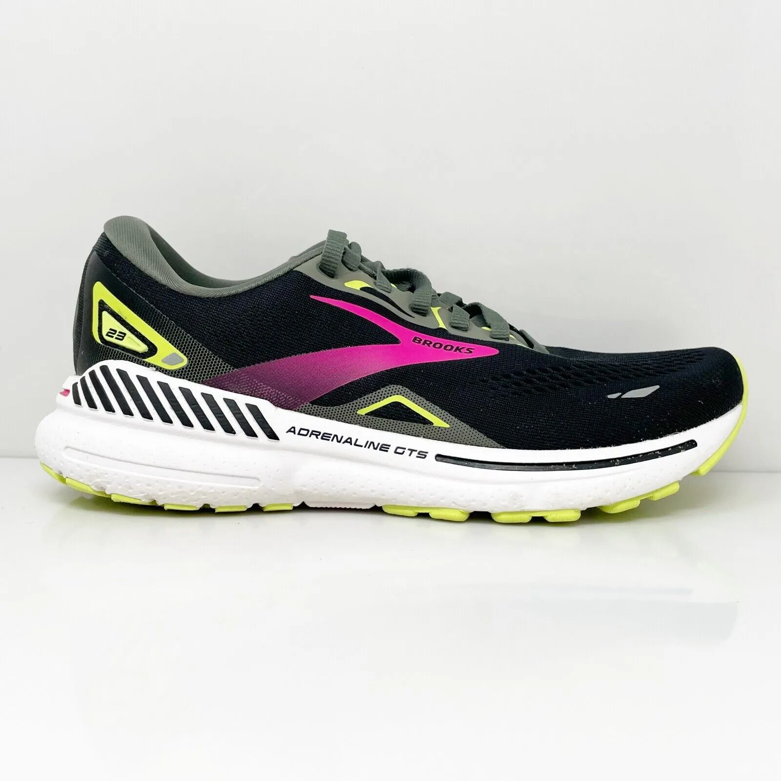 Brooks Womens Adrenaline GTS 23 1203811B037 Black Running Shoes Sneakers Sz 8 B