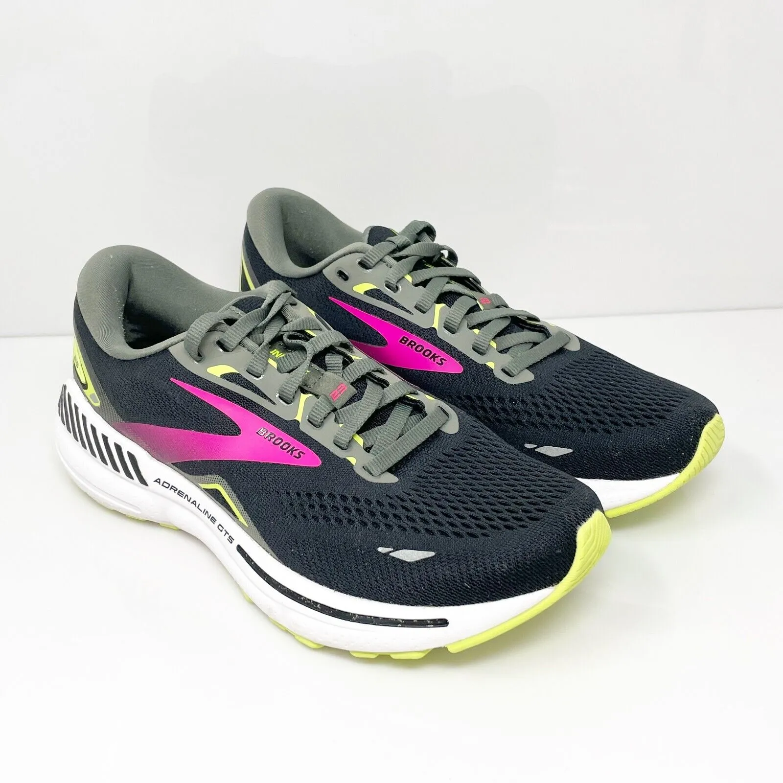 Brooks Womens Adrenaline GTS 23 1203811B037 Black Running Shoes Sneakers Sz 8 B