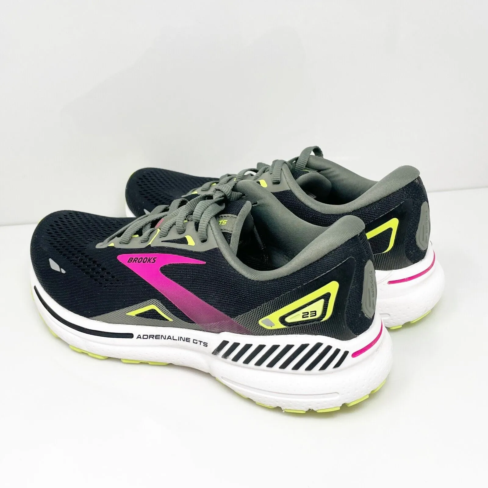 Brooks Womens Adrenaline GTS 23 1203811B037 Black Running Shoes Sneakers Sz 8 B