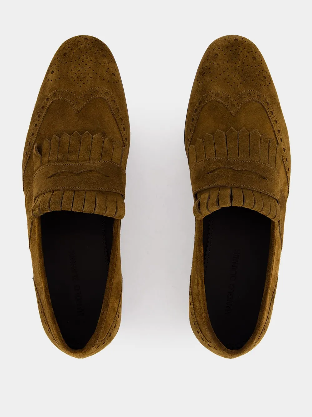 Brown Suede Kiltie Loafers