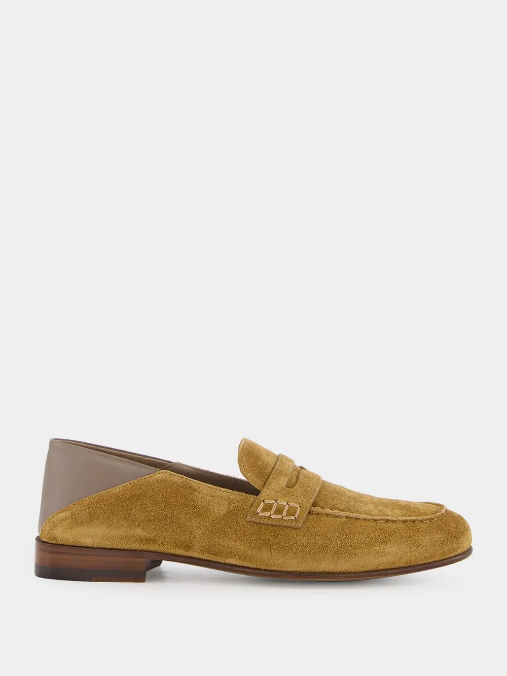 Brown Suede Penny Loafers