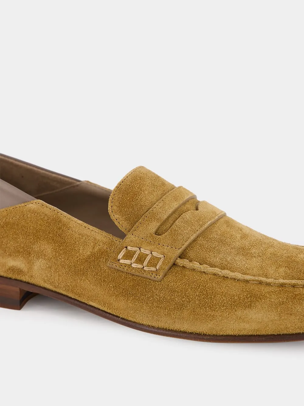 Brown Suede Penny Loafers