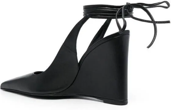 BY FAR 110mm leather wedge sandals Black