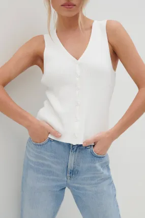 Casey Sleeveless Button Top - Cream