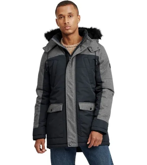 Chaqueta de invierno parka de hombre BLEND Mikael con pelo sintético desmontable negro