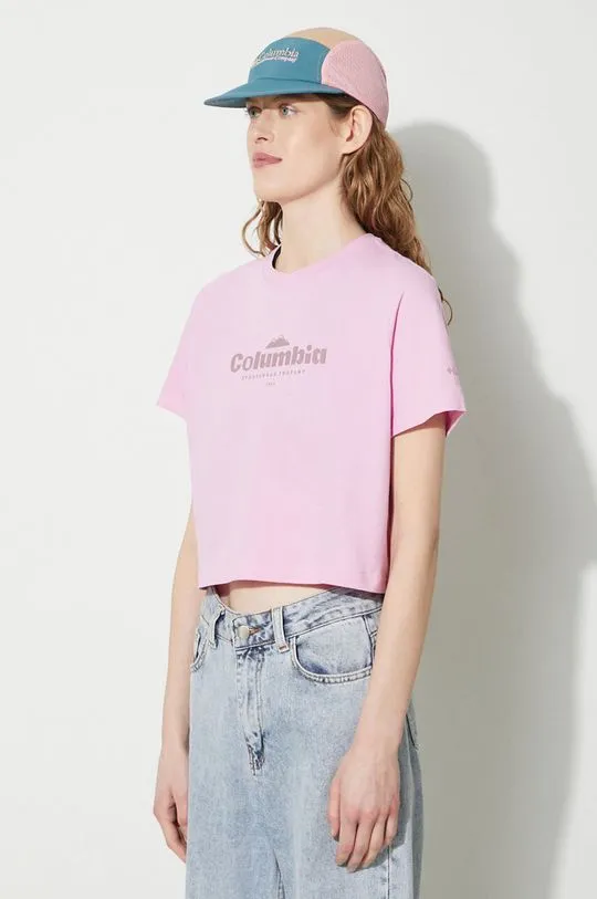 Columbia cotton t-shirt women’s pink color