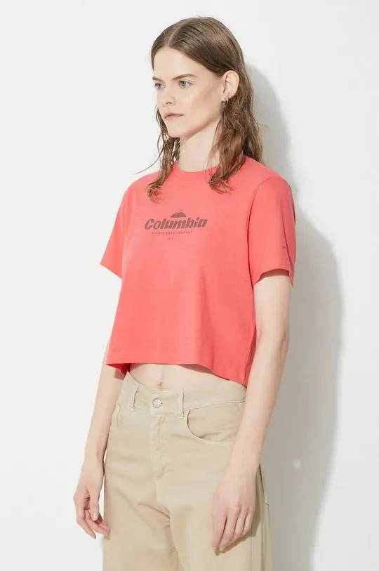 Columbia cotton t-shirt women’s red color