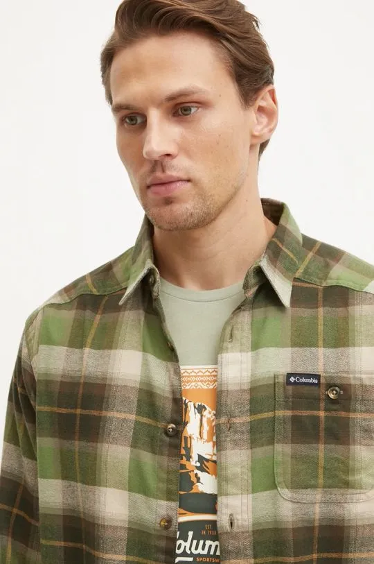 Columbia shirt Cornell Woods men's green color regular 1617951