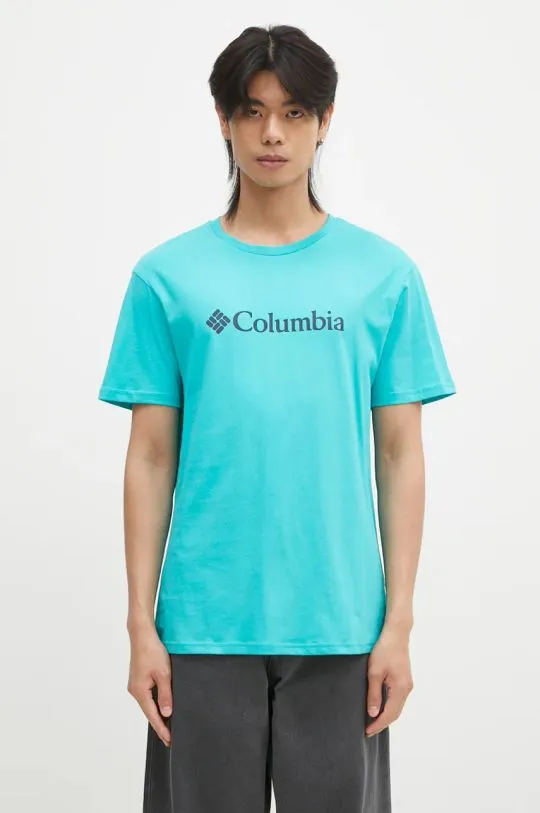 Columbia t-shirt men’s turquoise color