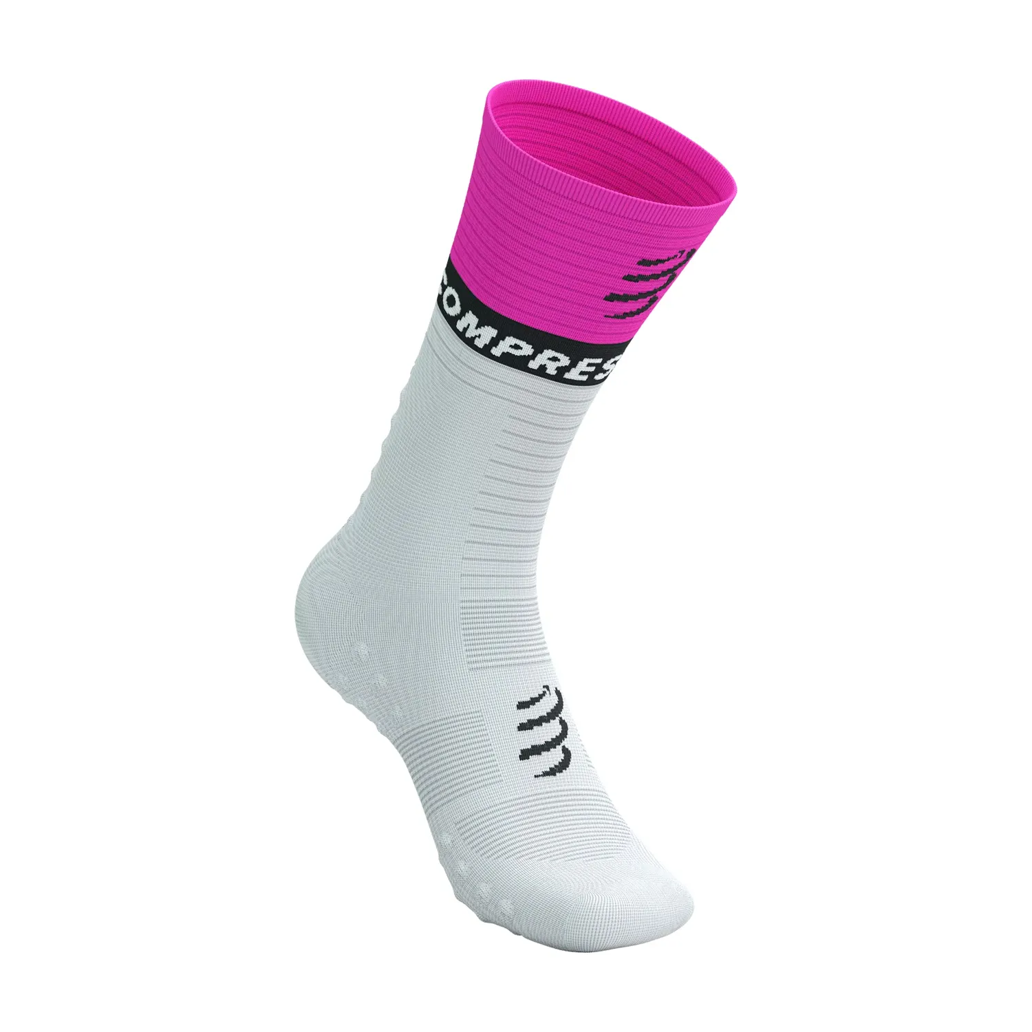 Compressport Mid Compression V2.0 Calze  White/Safe Yellow/Neo Pink