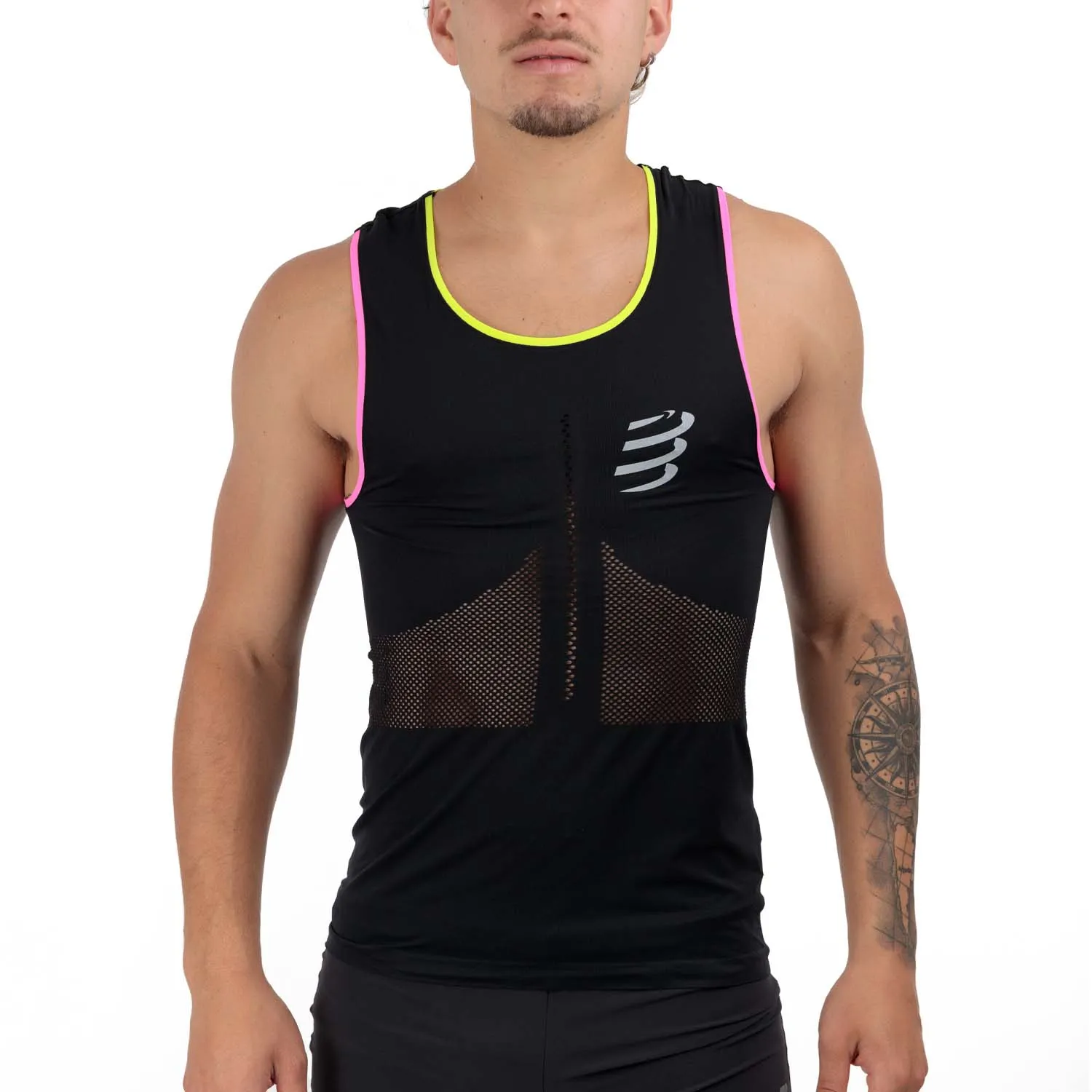 Compressport Pro Racing Canotta  Black/Safe Yellow/Neo Pink