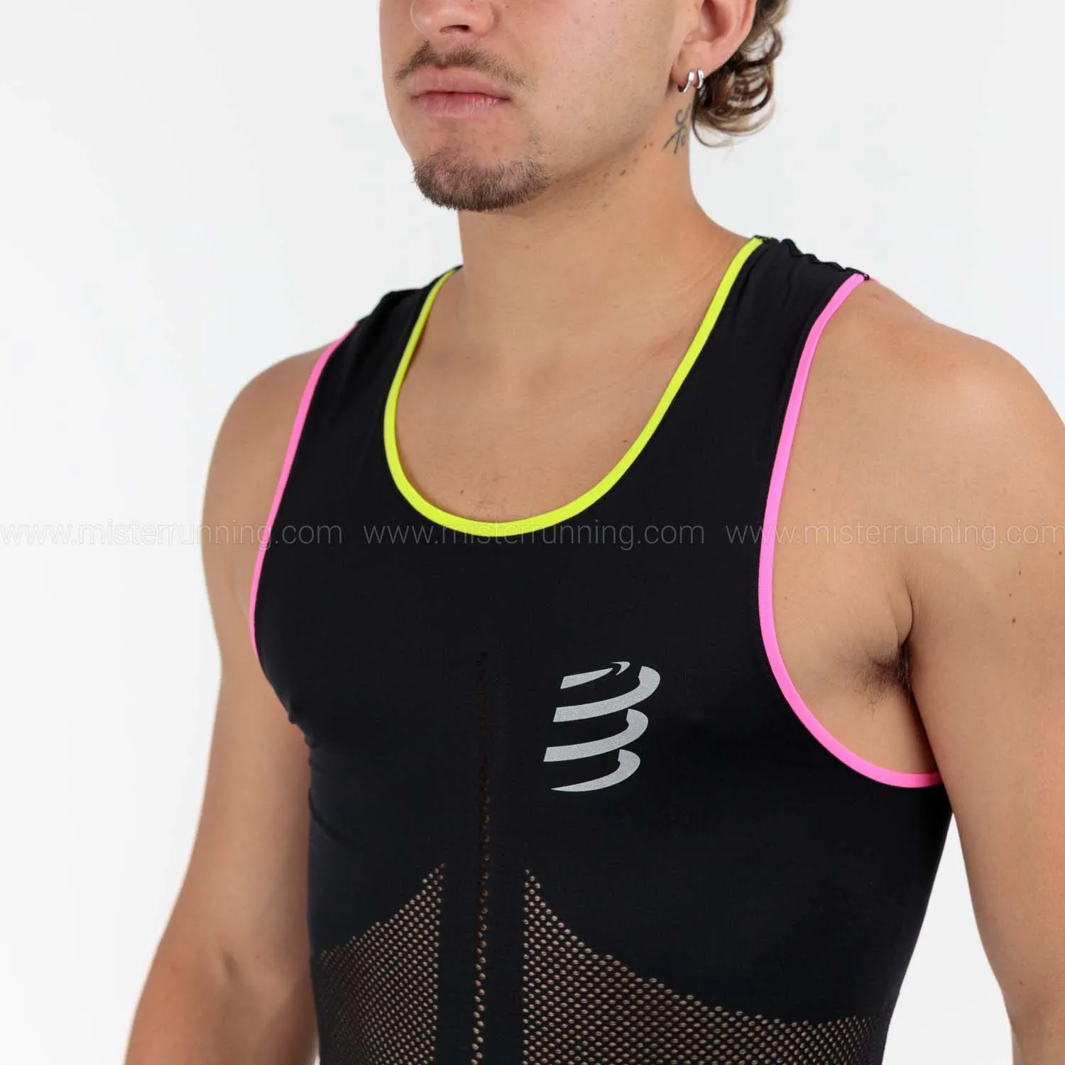 Compressport Pro Racing Canotta  Black/Safe Yellow/Neo Pink