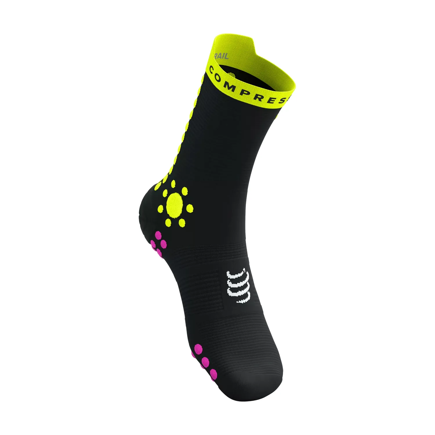 Compressport Pro Racing V4.0 Trail Calze  Black/Safe Yellow/Neo Pink