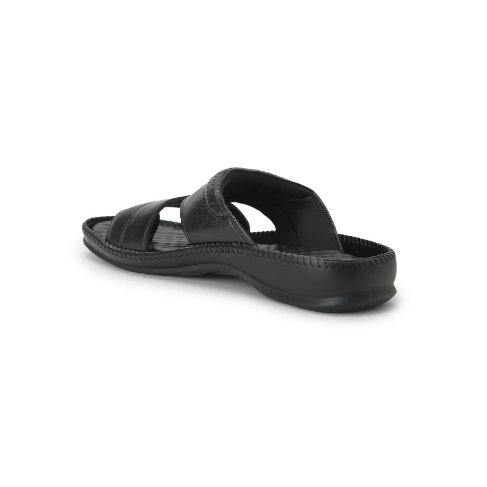 COOLERS Casual (Black) Slippers For Men STEAMER-02 By Liberty