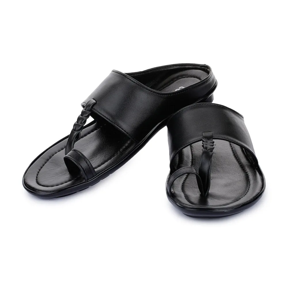 Coolers Casual Black Toe Ring Slippers For Men SRLE-159 By Liberty