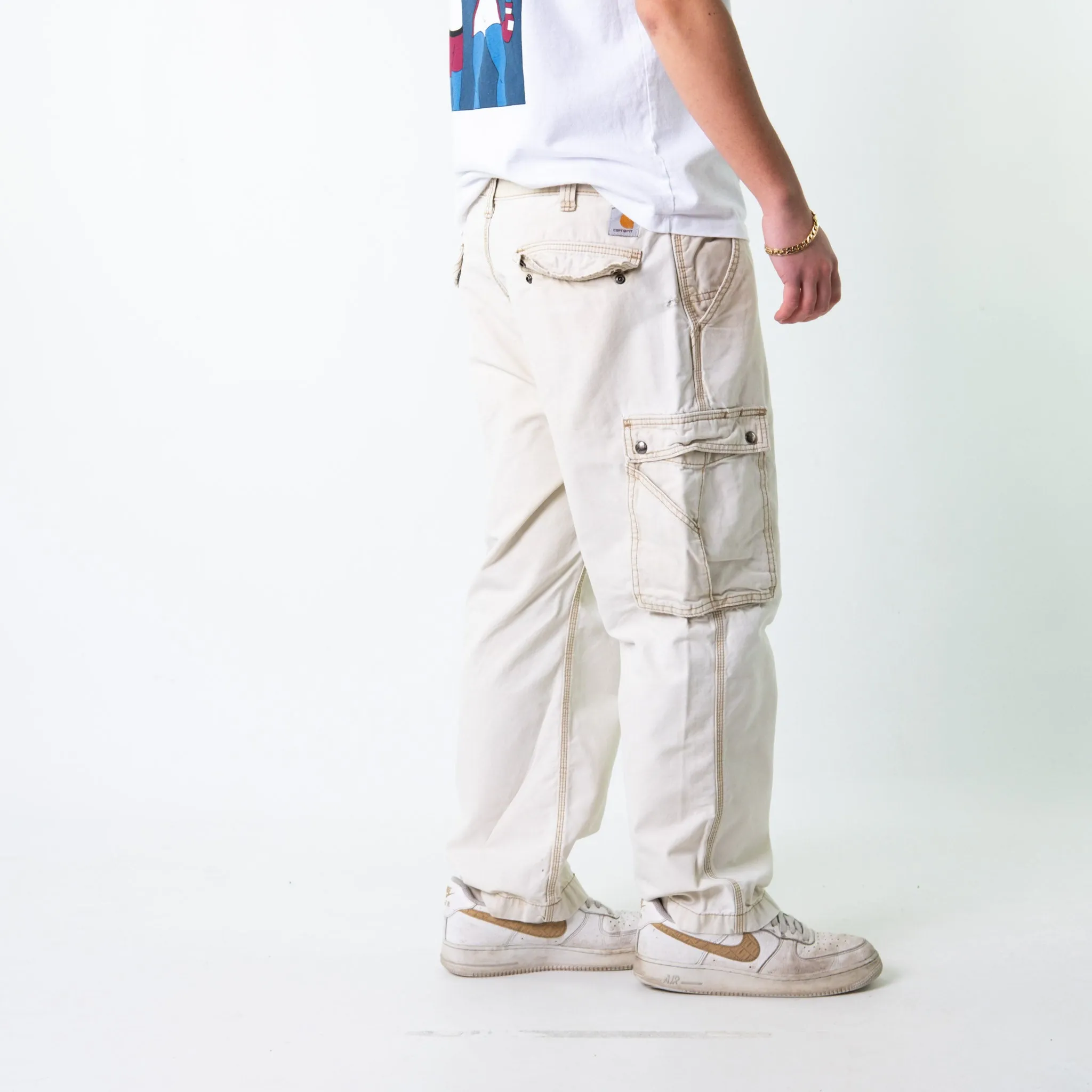 Cream 90s Carhartt  Cargo Skater Trousers Pants Jeans (38x30)