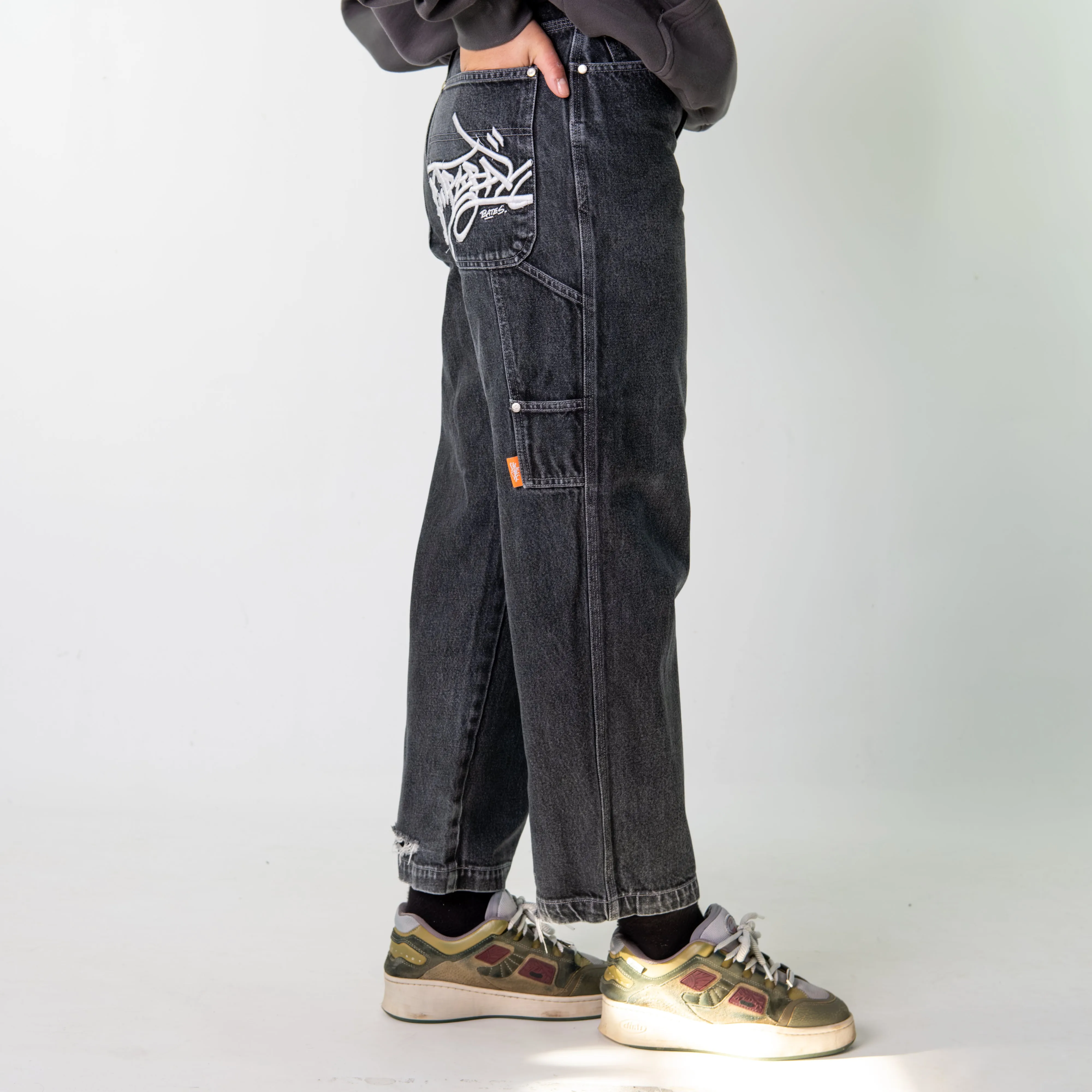 Dark Grey 90s Baggy Hip Hop  Cargo Skater Trousers Pants Jeans (28x29)