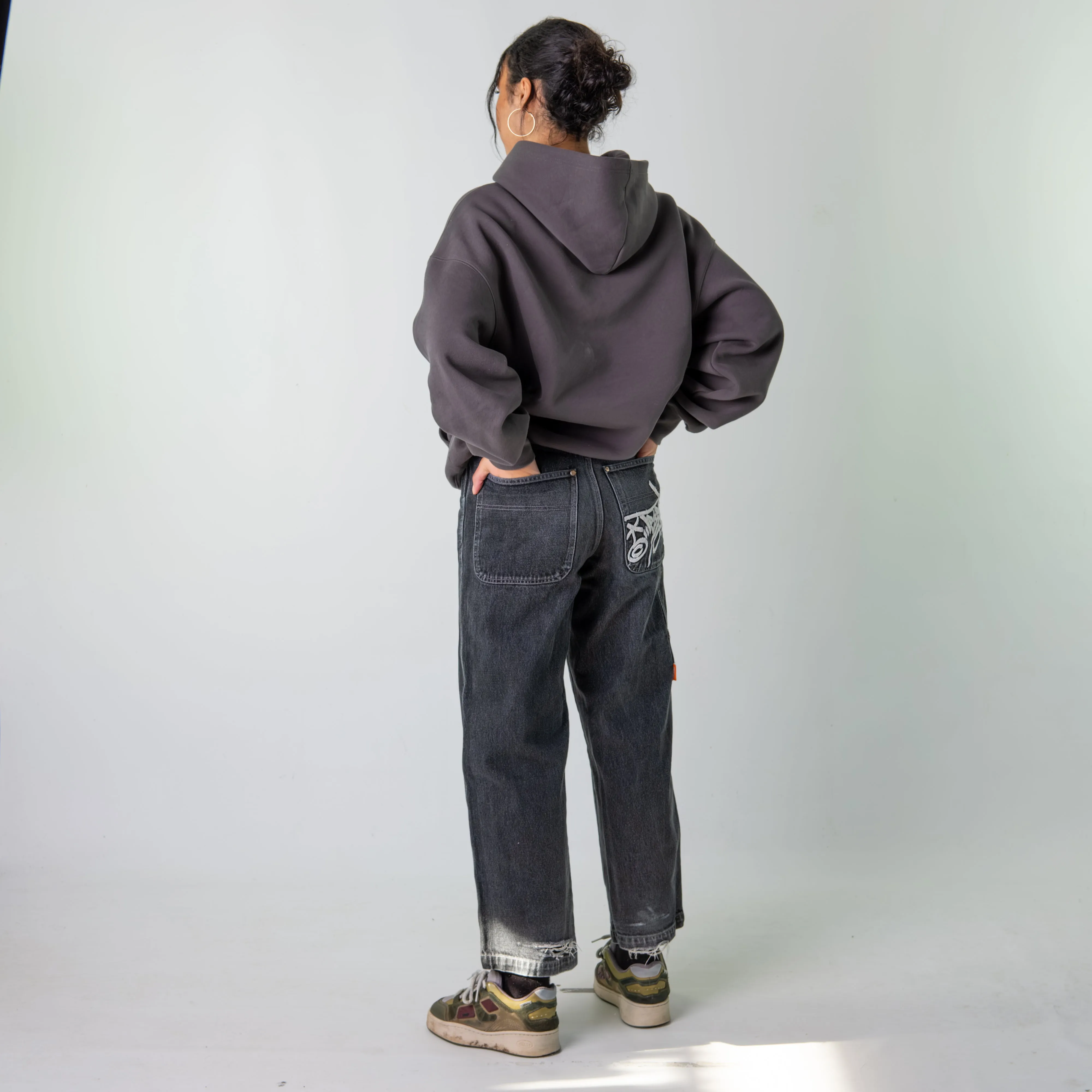 Dark Grey 90s Baggy Hip Hop  Cargo Skater Trousers Pants Jeans (28x29)