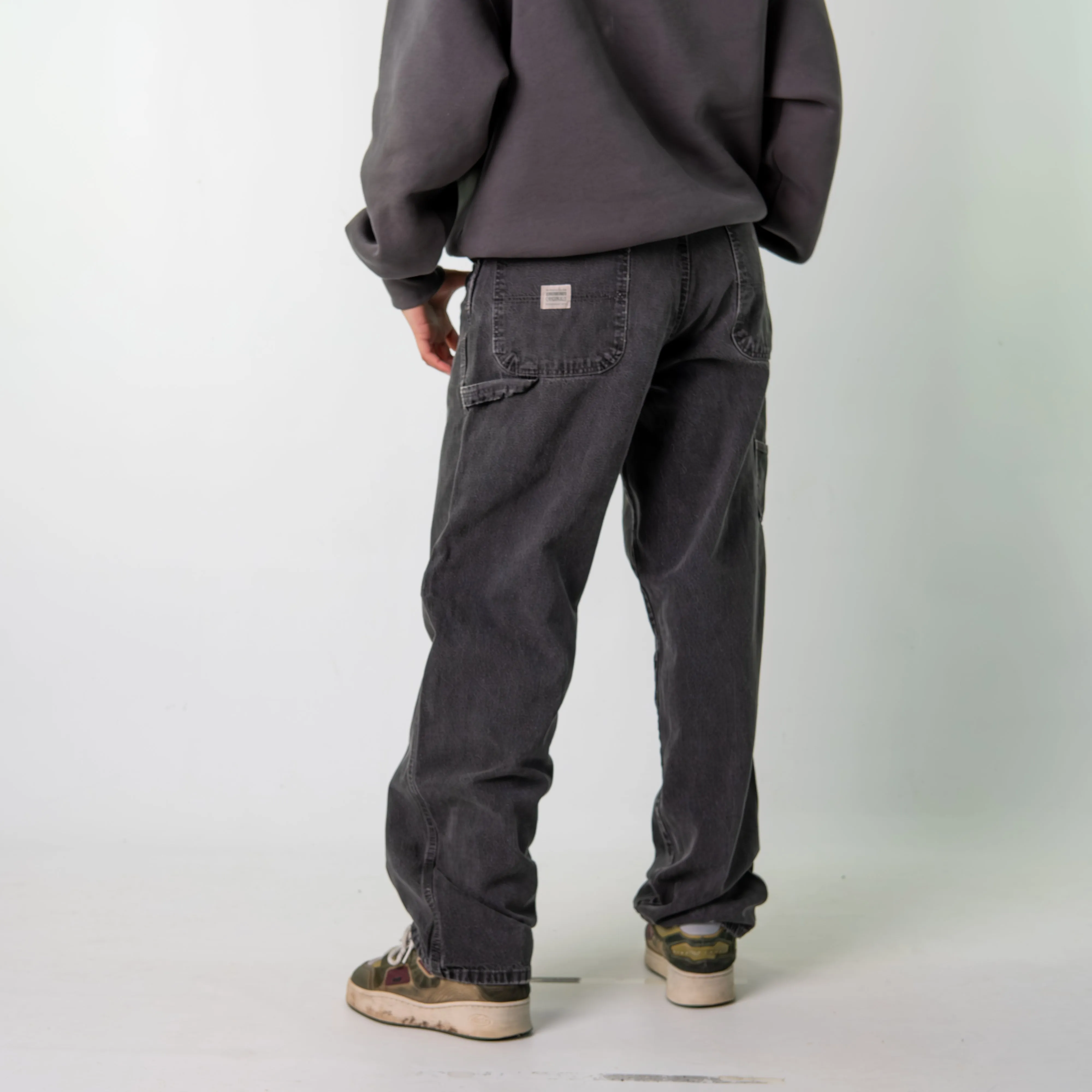 Dark Grey 90s Baggy Hip Hop Wrangler Cargo Skater Trousers Pants Jeans (32x33)