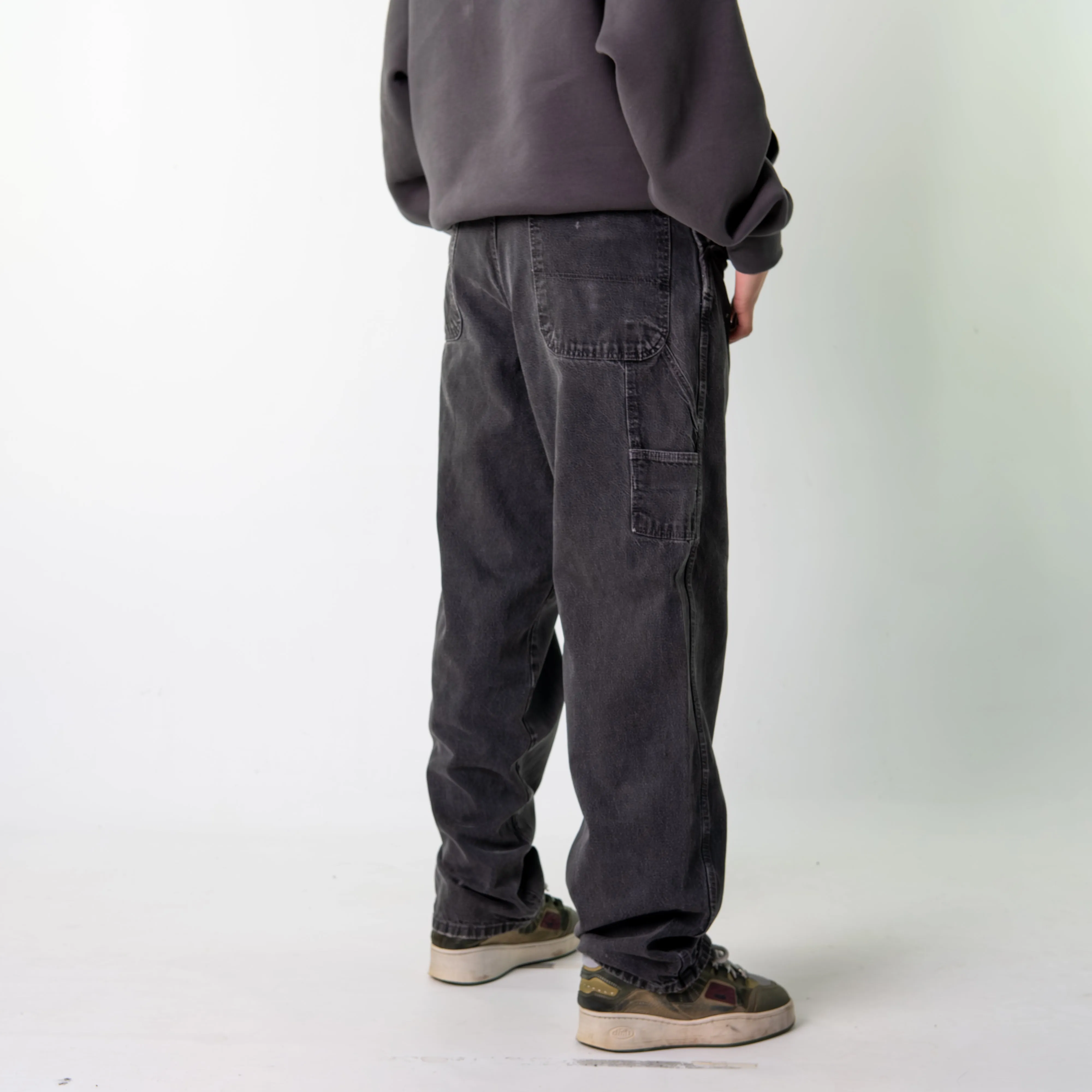 Dark Grey 90s Baggy Hip Hop Wrangler Cargo Skater Trousers Pants Jeans (32x33)