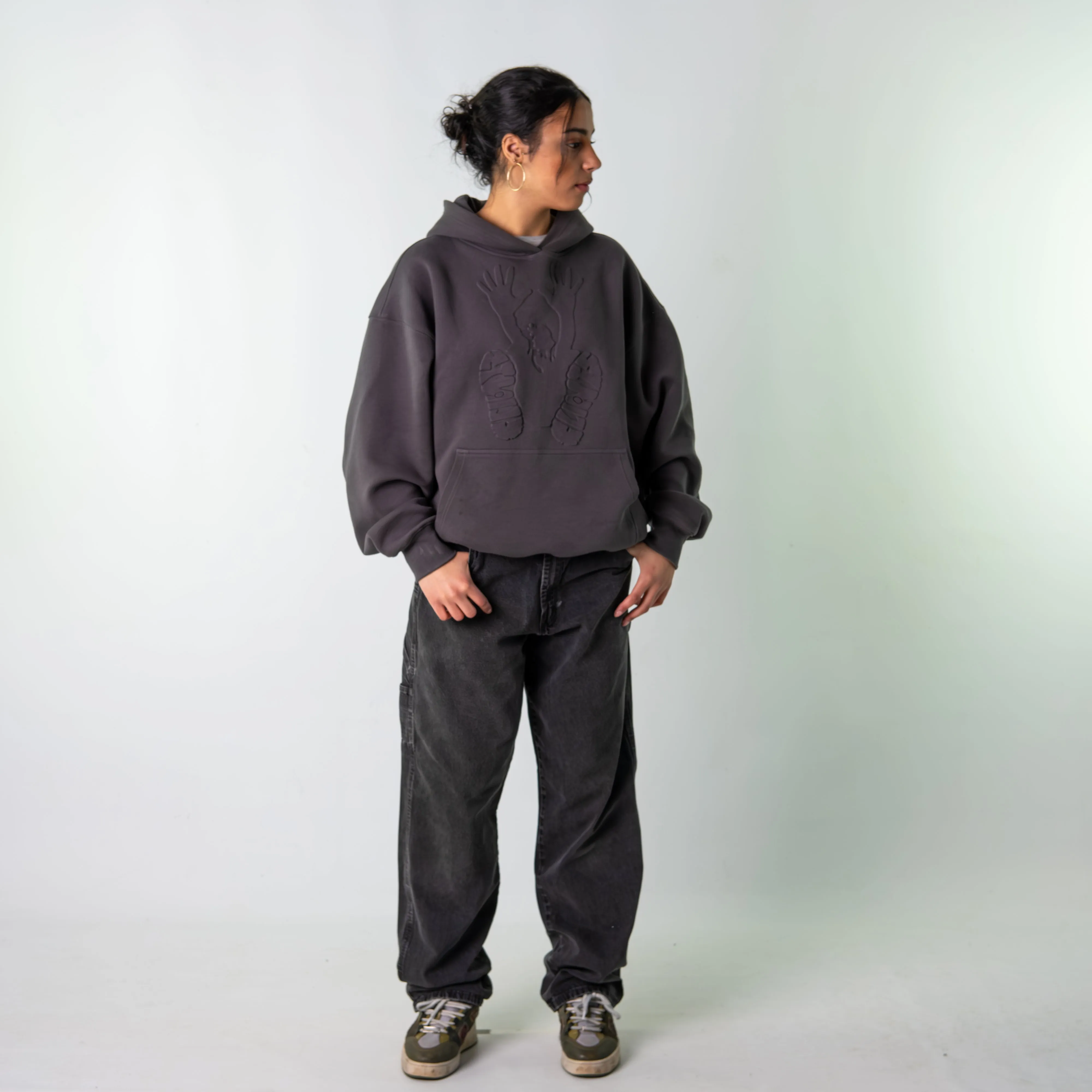 Dark Grey 90s Baggy Hip Hop Wrangler Cargo Skater Trousers Pants Jeans (32x33)