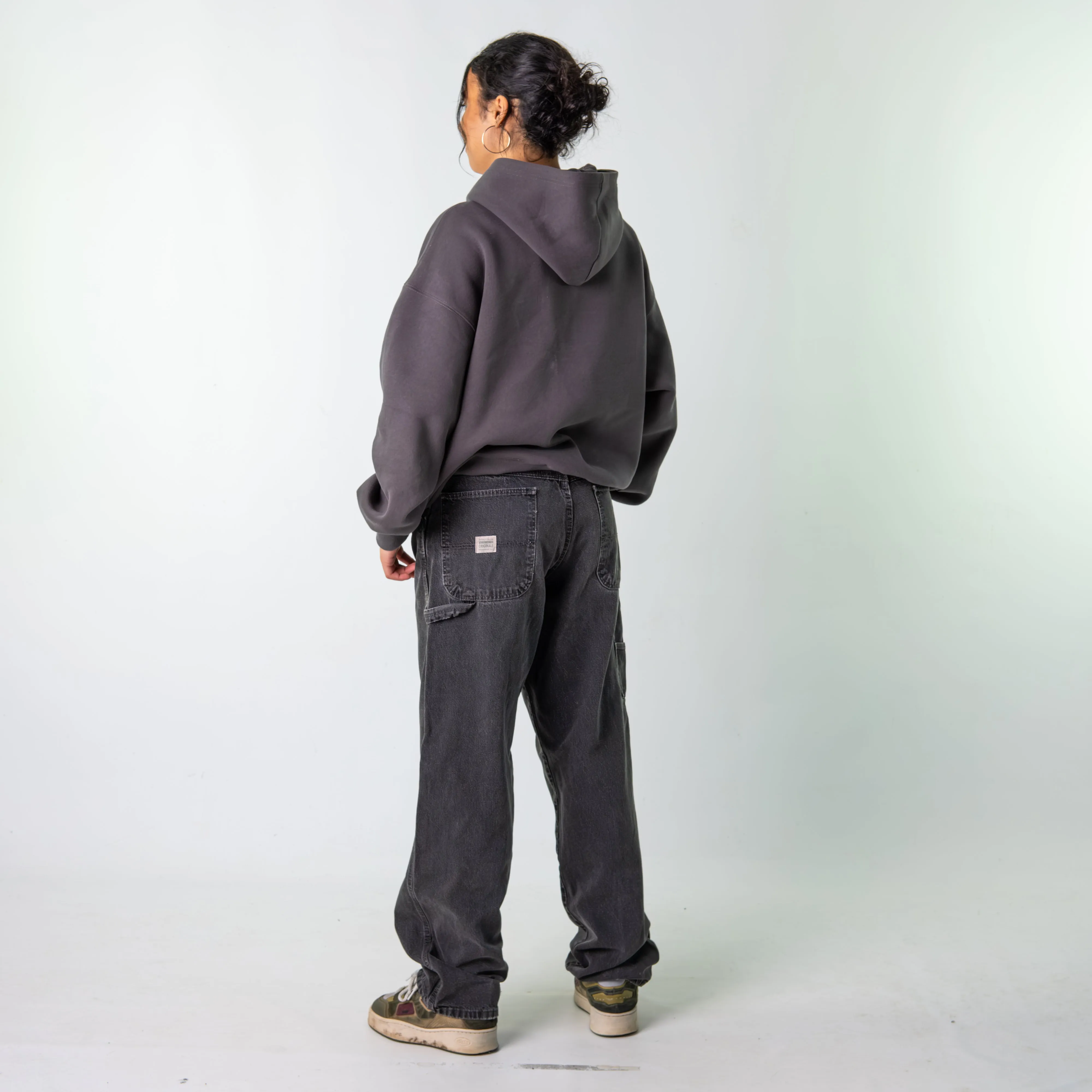 Dark Grey 90s Baggy Hip Hop Wrangler Cargo Skater Trousers Pants Jeans (32x33)