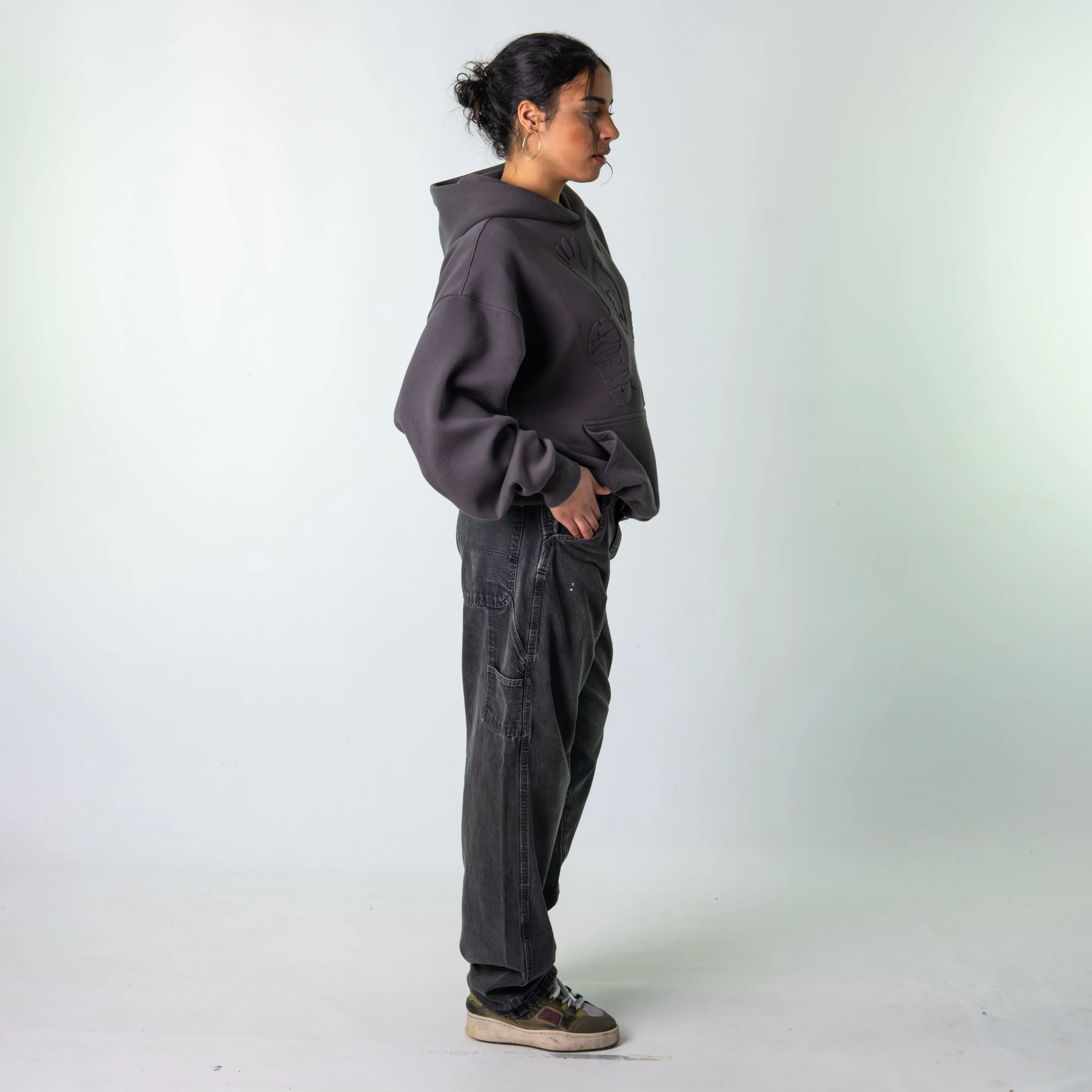 Dark Grey 90s Baggy Hip Hop Wrangler Cargo Skater Trousers Pants Jeans (32x33)