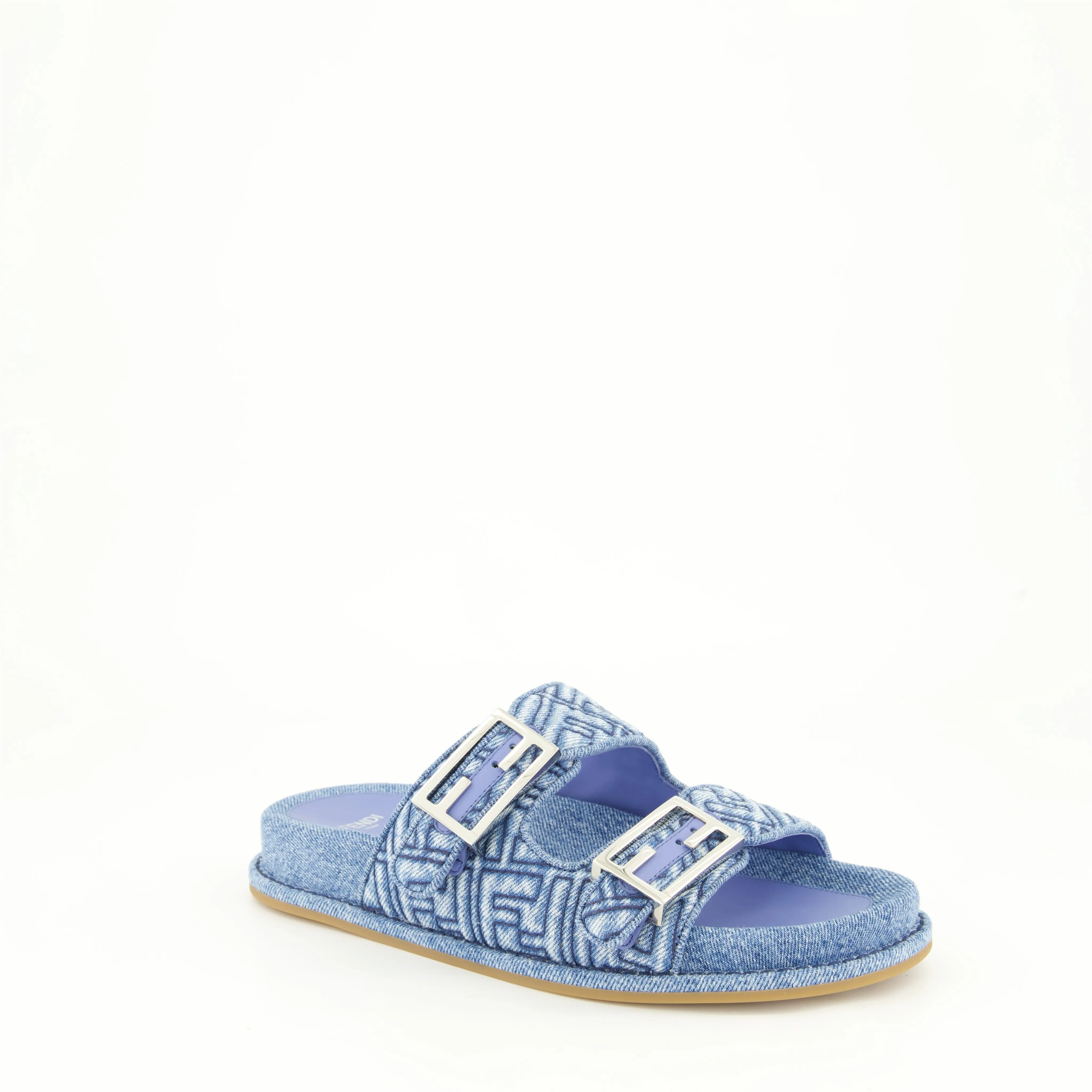 Denim Sandals with Signature Logo