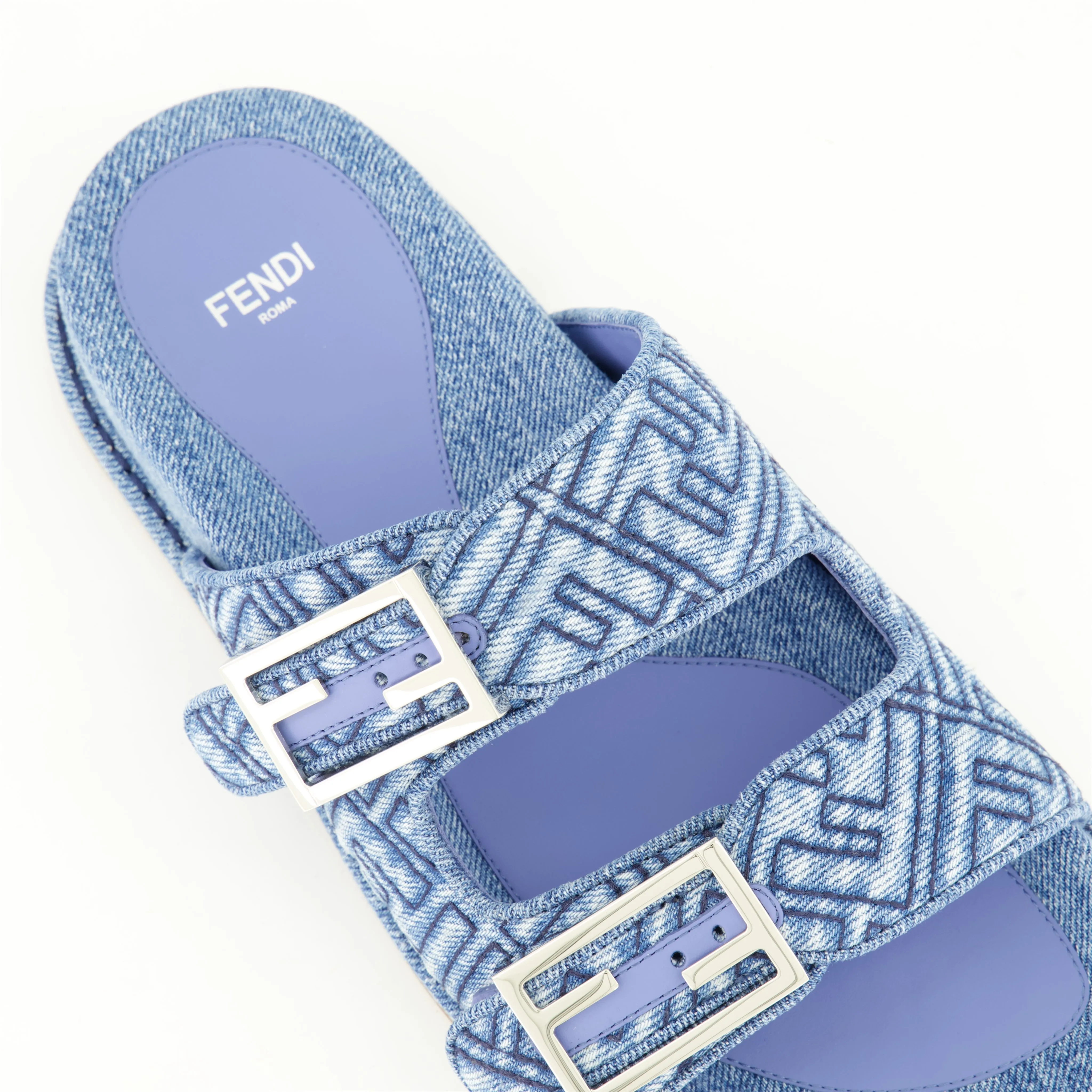 Denim Sandals with Signature Logo