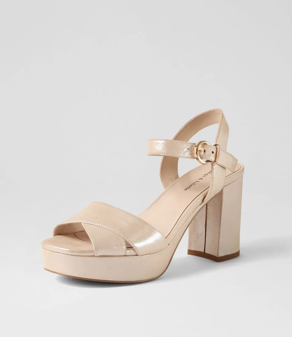 DJANGO & JULIETTE Onlee Nude Shimmer Leather Sandals