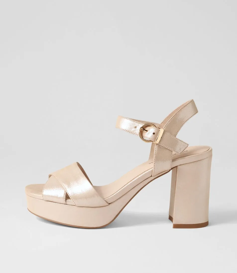 DJANGO & JULIETTE Onlee Nude Shimmer Leather Sandals