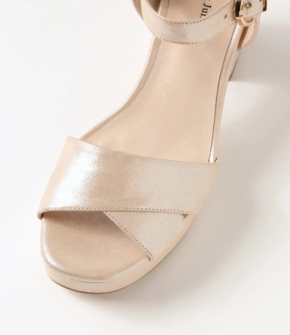 DJANGO & JULIETTE Onlee Nude Shimmer Leather Sandals