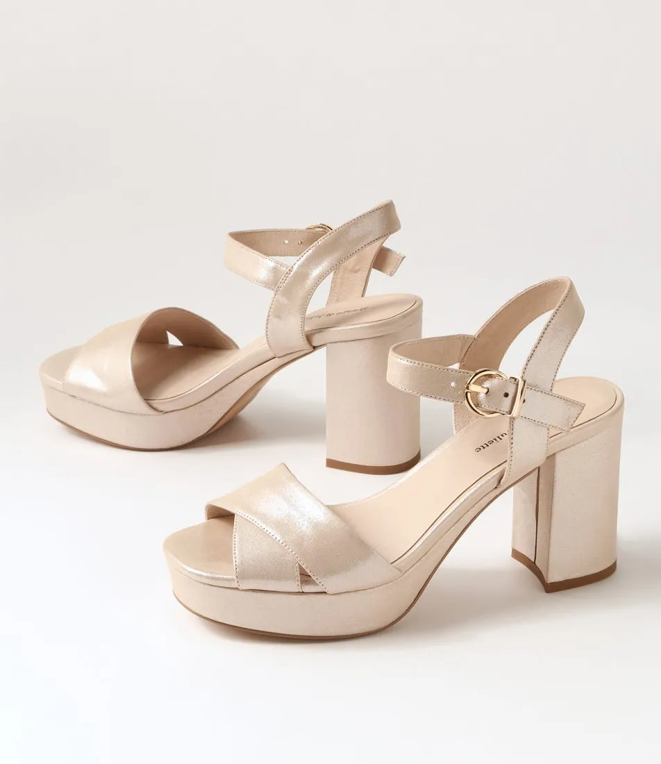 DJANGO & JULIETTE Onlee Nude Shimmer Leather Sandals