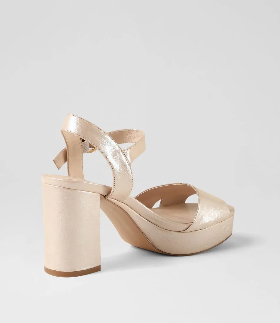 DJANGO & JULIETTE Onlee Nude Shimmer Leather Sandals