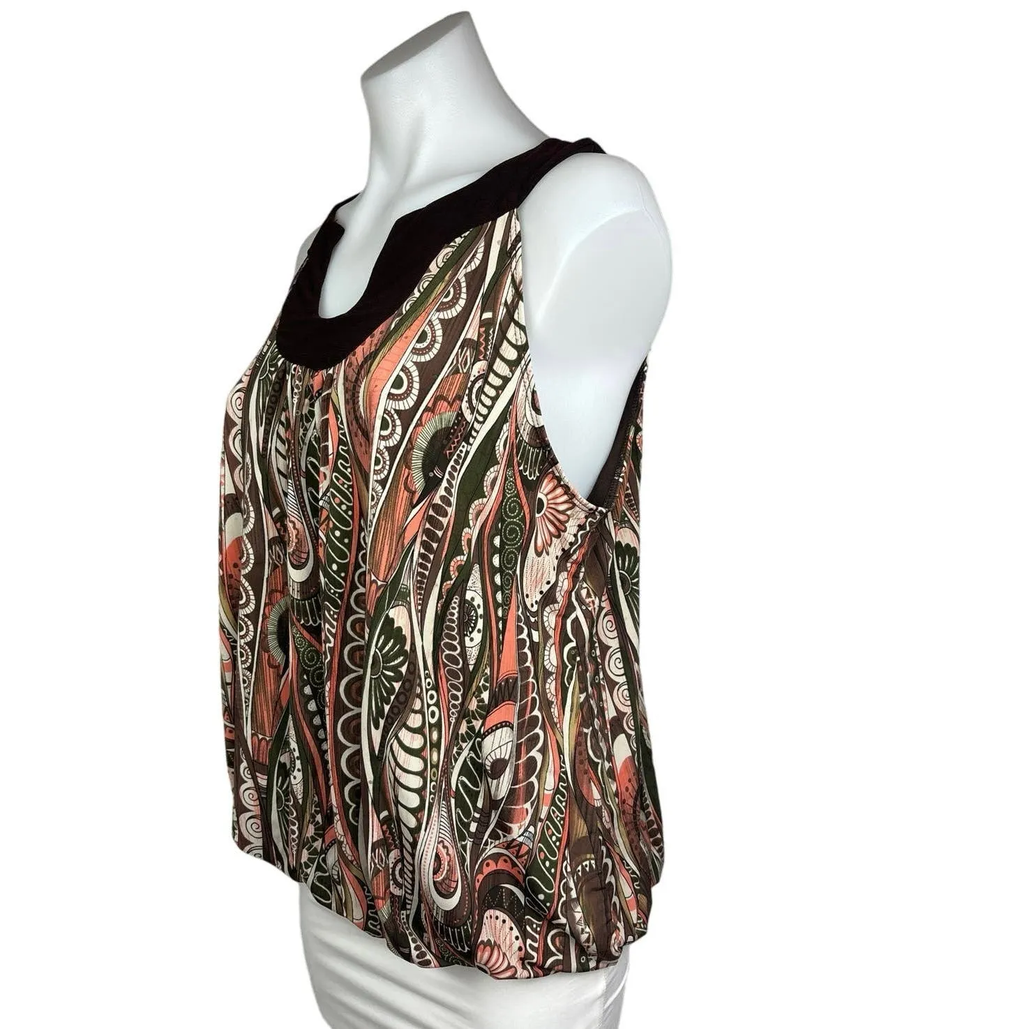 Dressbarn Multicolor Boho Paisley Print Sleeveless Bubble Blouse Top Size XLP