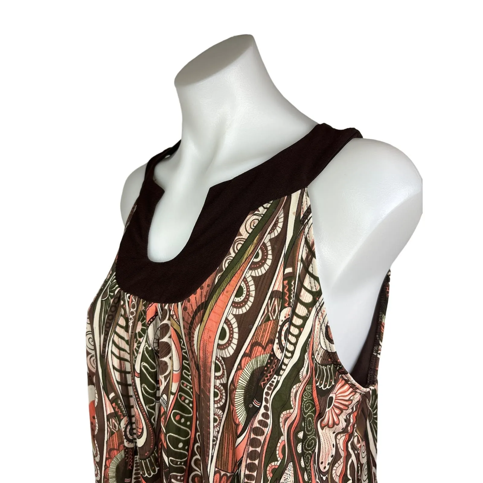 Dressbarn Multicolor Boho Paisley Print Sleeveless Bubble Blouse Top Size XLP