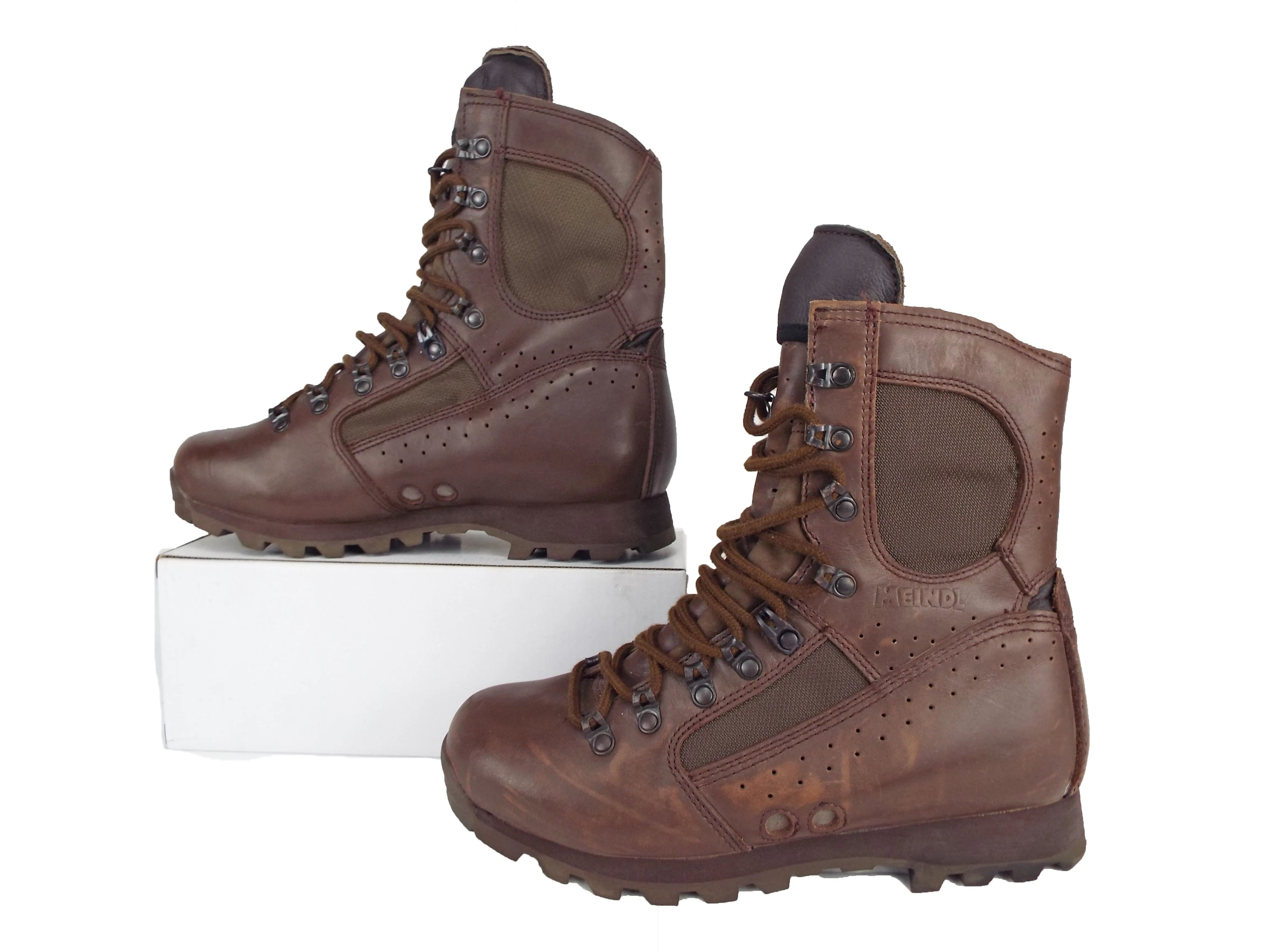 Dutch Army - Meindl - Brown Leather Jungle Boots w/ Cordura - Grade 1