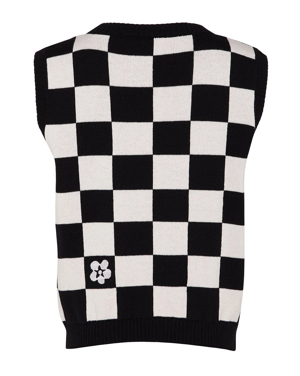 Embroidered Checked  Wool & Cashmere Vest