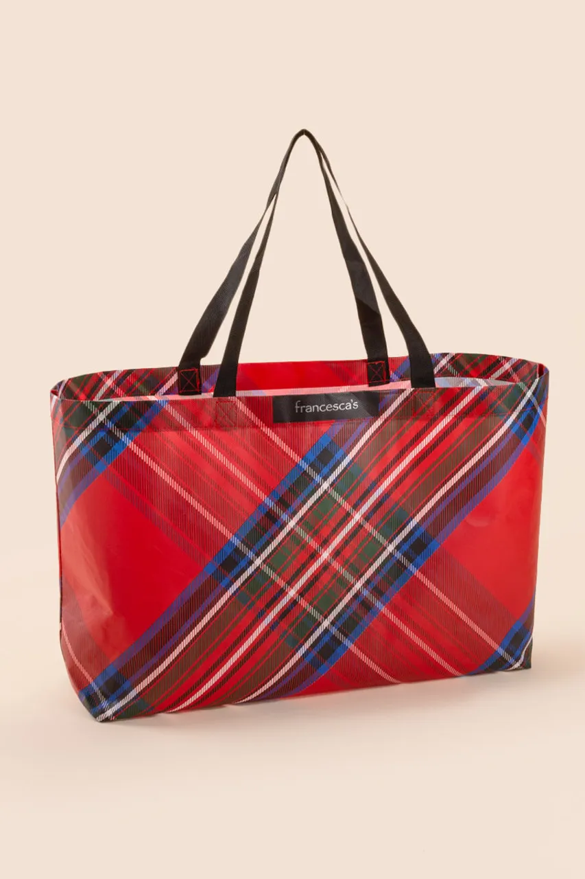 francesca's Plaid Tote Bag & Blanket Set