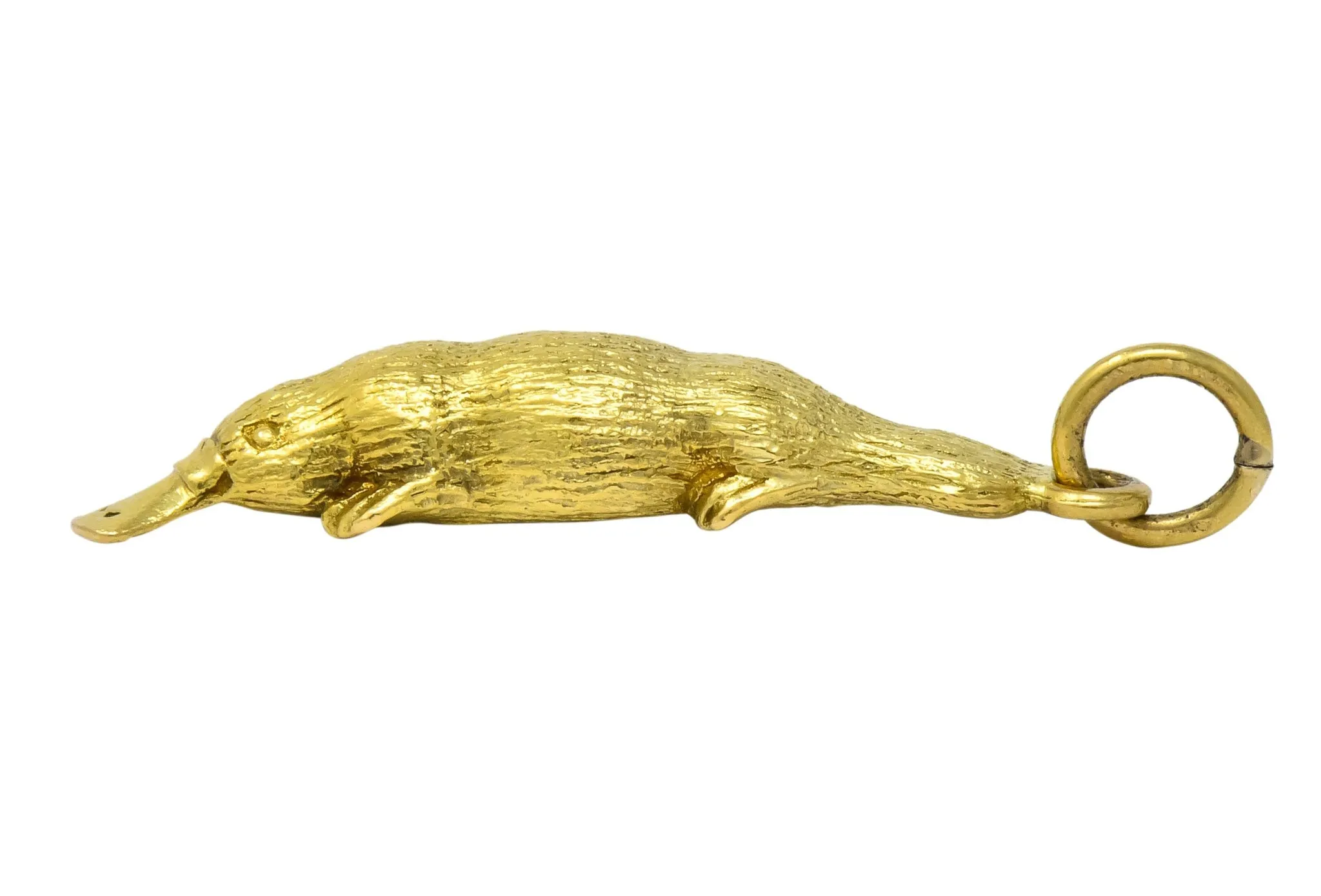 Fun 18 Karat Green Gold Platypus Animal Pendant Charm