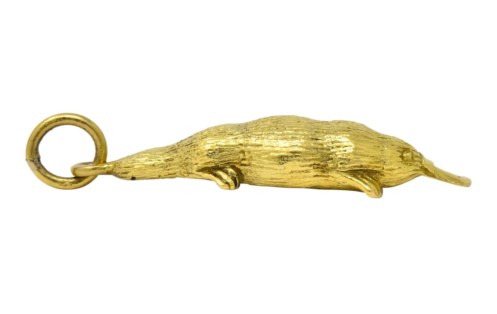 Fun 18 Karat Green Gold Platypus Animal Pendant Charm