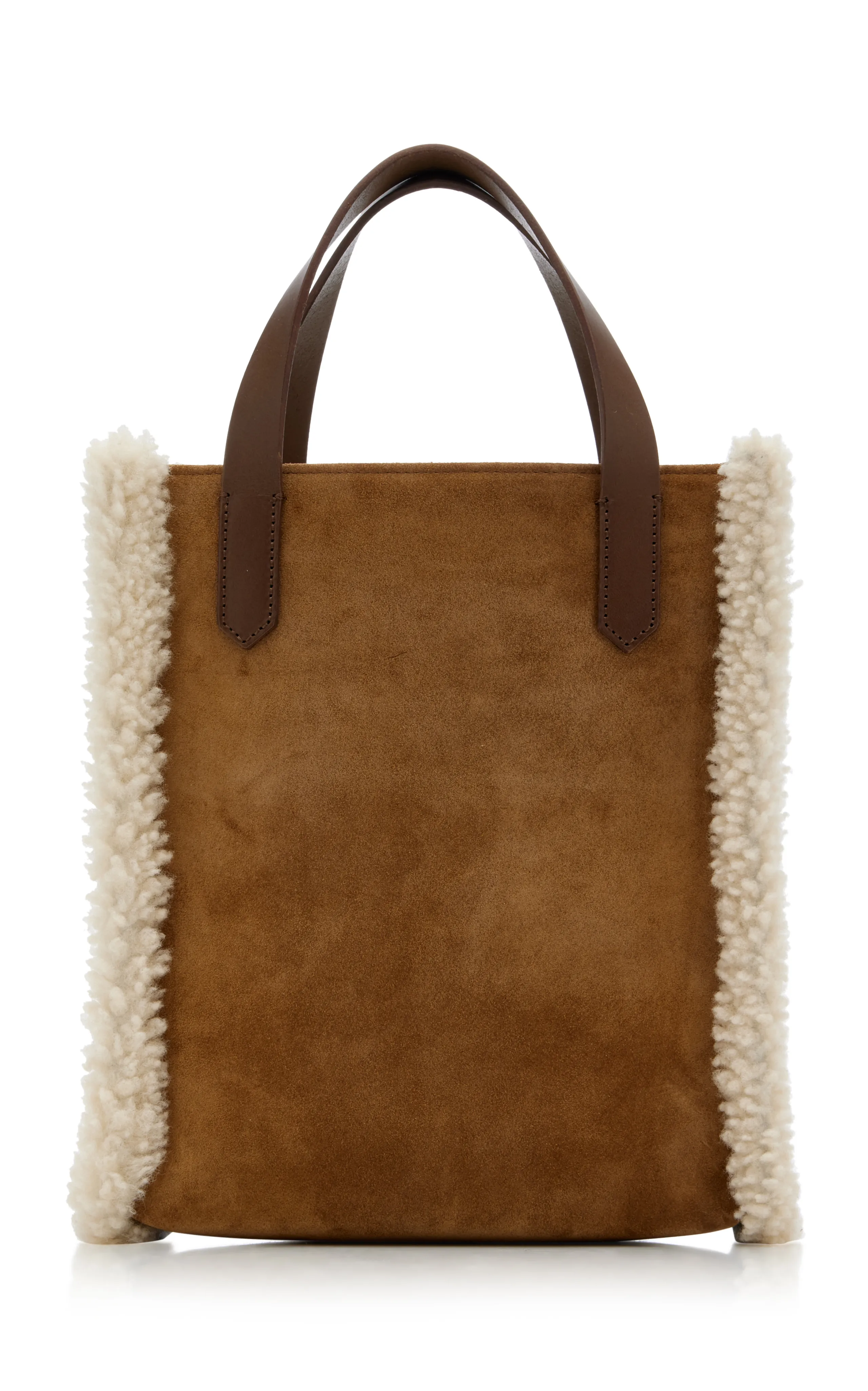 Golden Goose Mini California Shearling-Trimmed Suede Tote Bag