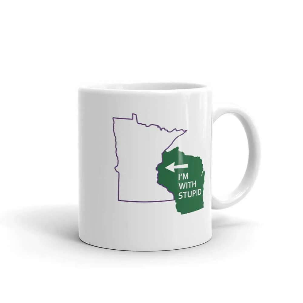 Green Bay Packers Wisconsin Fan Mug Football I'm With Stupid Minnesota Vikings Tea/Coffee Mug