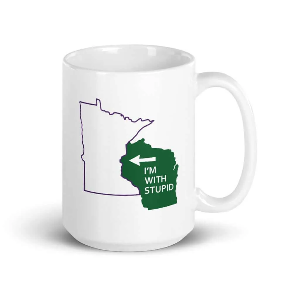 Green Bay Packers Wisconsin Fan Mug Football I'm With Stupid Minnesota Vikings Tea/Coffee Mug