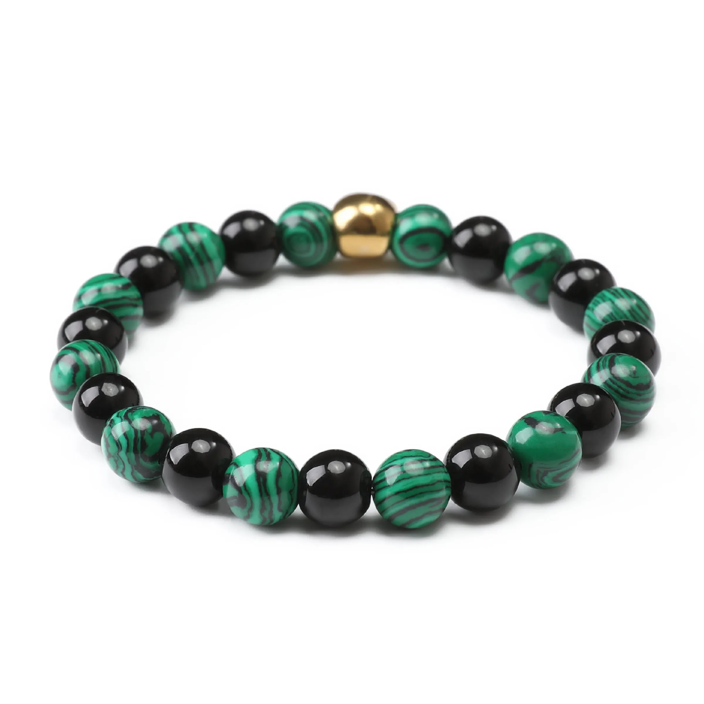 Green Malachite Gold Skull Bracelet