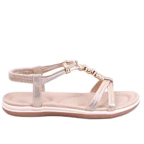 Haezz Gold sandals with decorative zircons golden